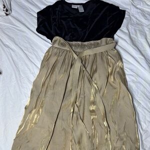 Elegant Black and Gold Kids Formal Dress
